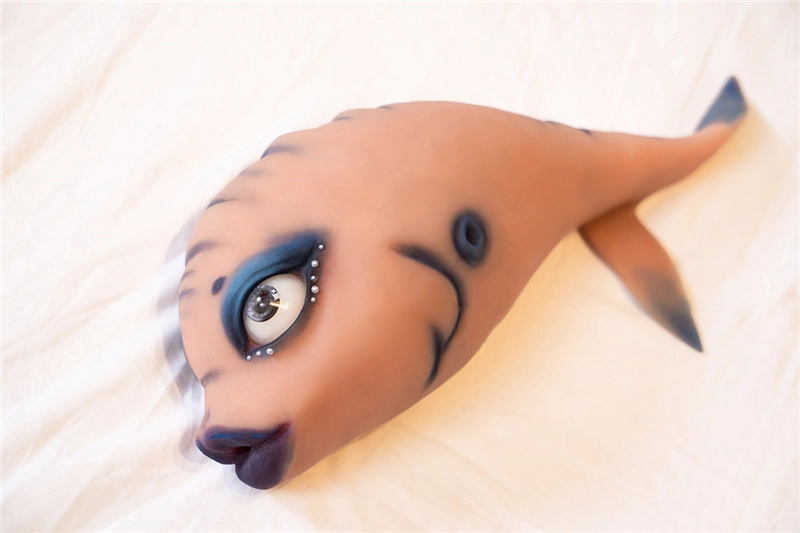 Dolls-castle silicone 38cm (15″) Fish Head Male Masturbator Pocket Pussy