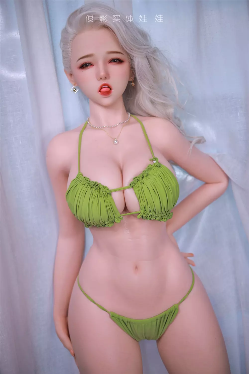 JY 157cm Silicone implanted hair sex doll Vanilla brown wig