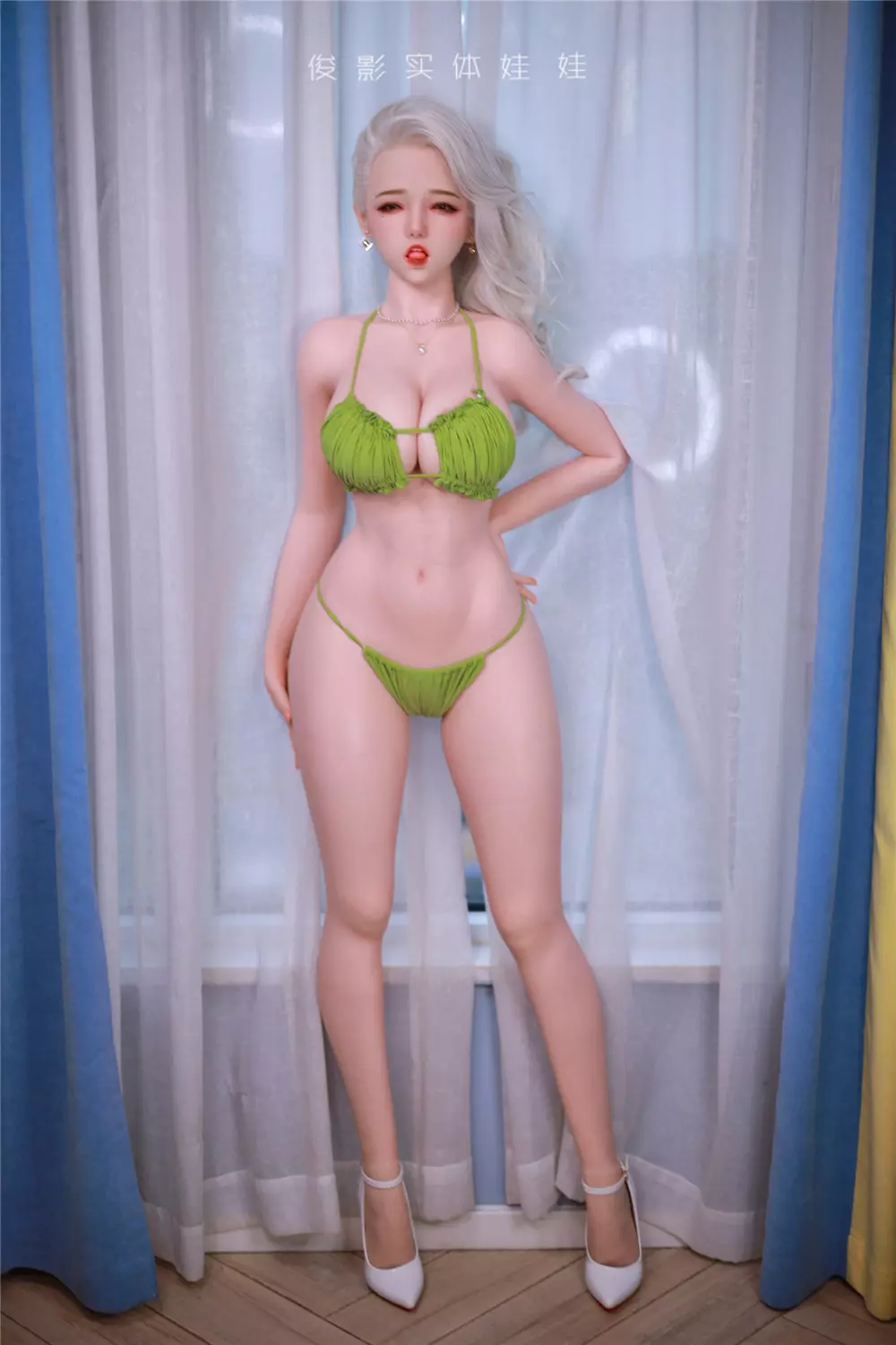 JY 157cm Silicone implanted hair sex doll Vanilla brown wig