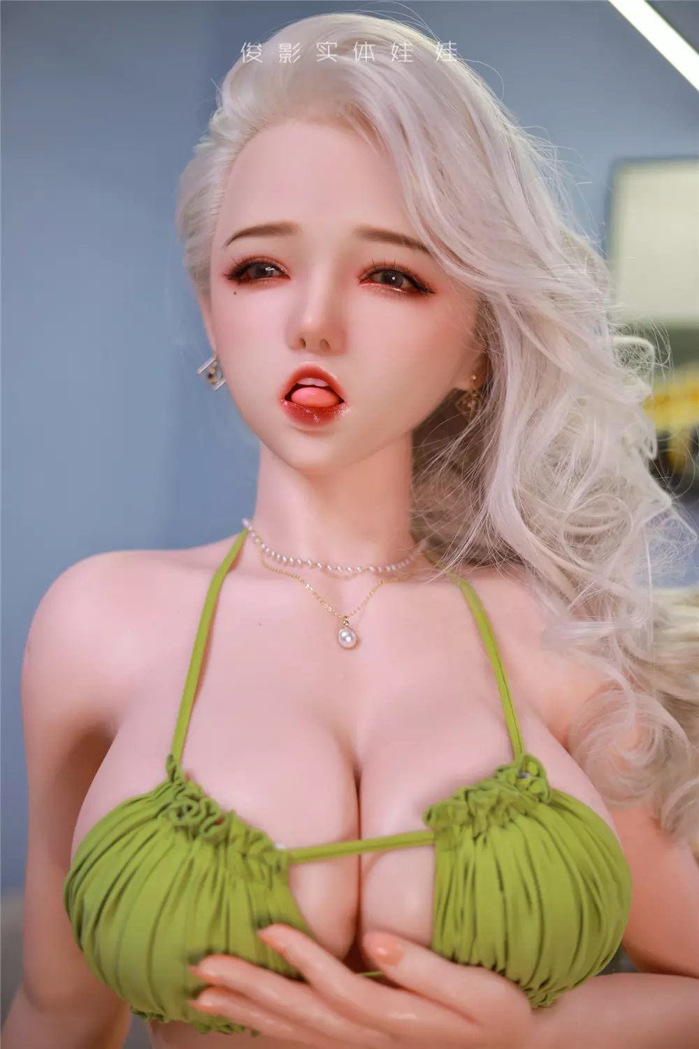 JY 157cm Silicone implanted hair sex doll Vanilla brown wig