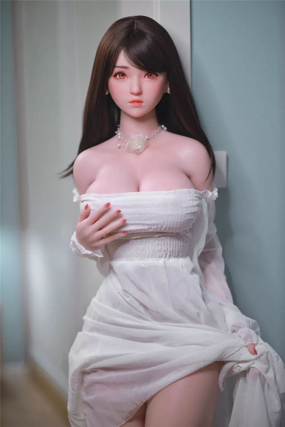 JY 161cm Silicone implanted hair L.Dream white dress