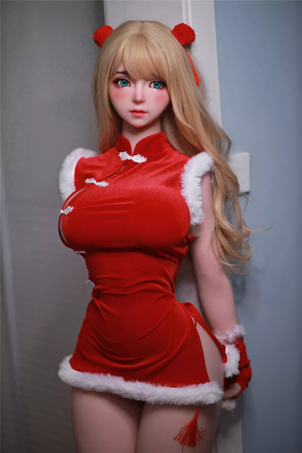 JY 161cm Silicone implanted hair Mili red dress