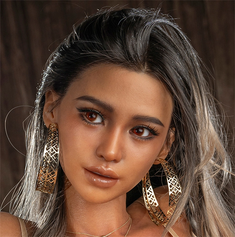 Irontech ROS Mouth Silicone sex doll Head#R9 Dark Tan Skin