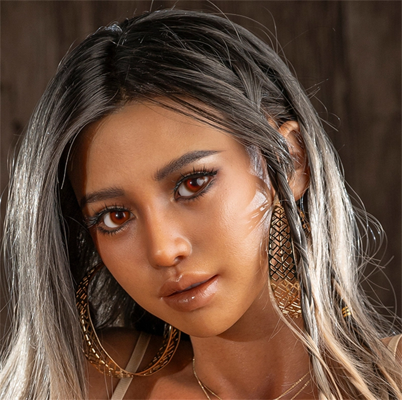 Irontech ROS Mouth Silicone sex doll Head#R9 Dark Tan Skin