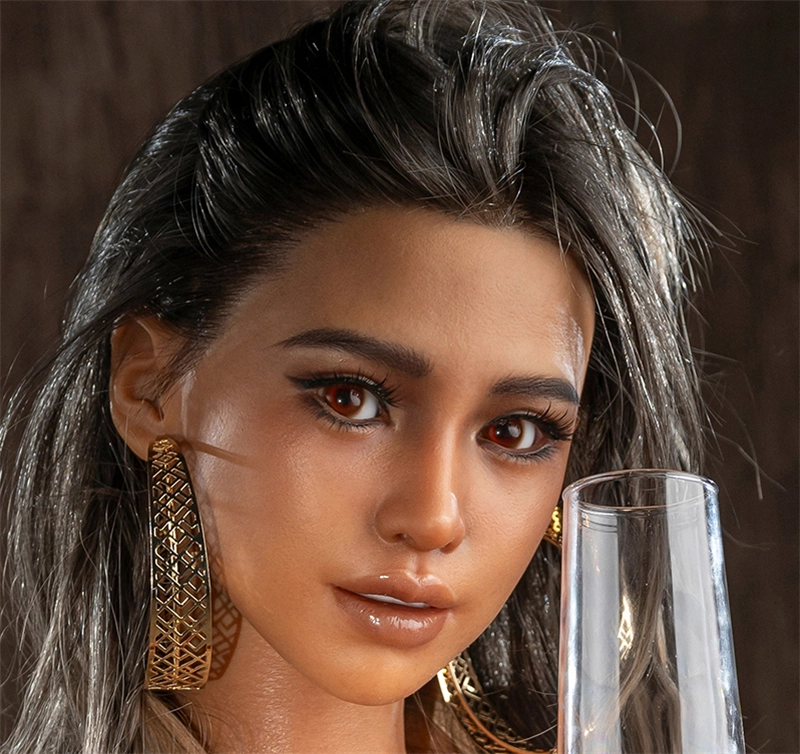 Irontech ROS Mouth Silicone sex doll Head#R9 Dark Tan Skin