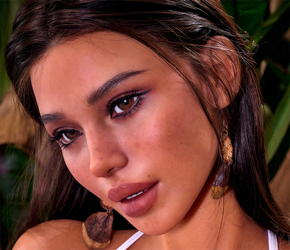 Irontech Silicone sex doll Head#R15, ROS Max Mouth, Dark Tan Skin
