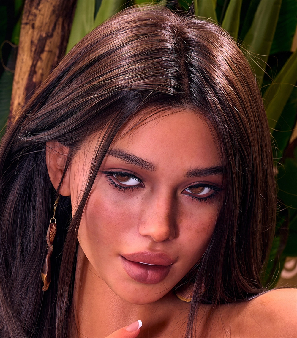 Irontech Silicone sex doll Head#R15, ROS Max Mouth, Dark Tan Skin