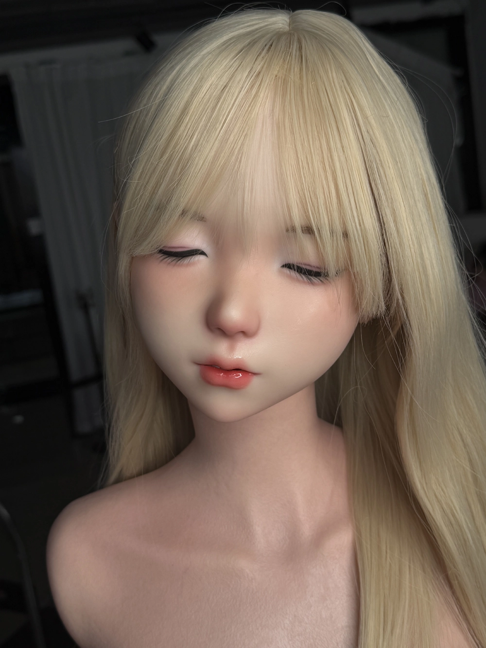 ROS Mouth Real Silicone Sex Doll Head With Close And Open Eyes LS128