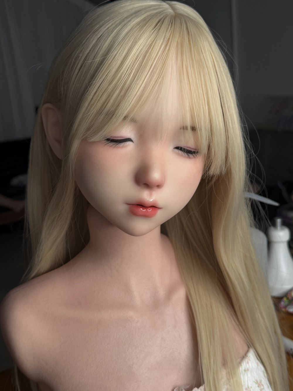 ROS Mouth Real Silicone Sex Doll Head With Close And Open Eyes LS128
