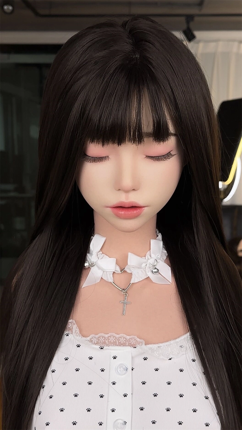 ROS Mouth Real Silicone Sex Doll Head With Close And Open Eyes LS132